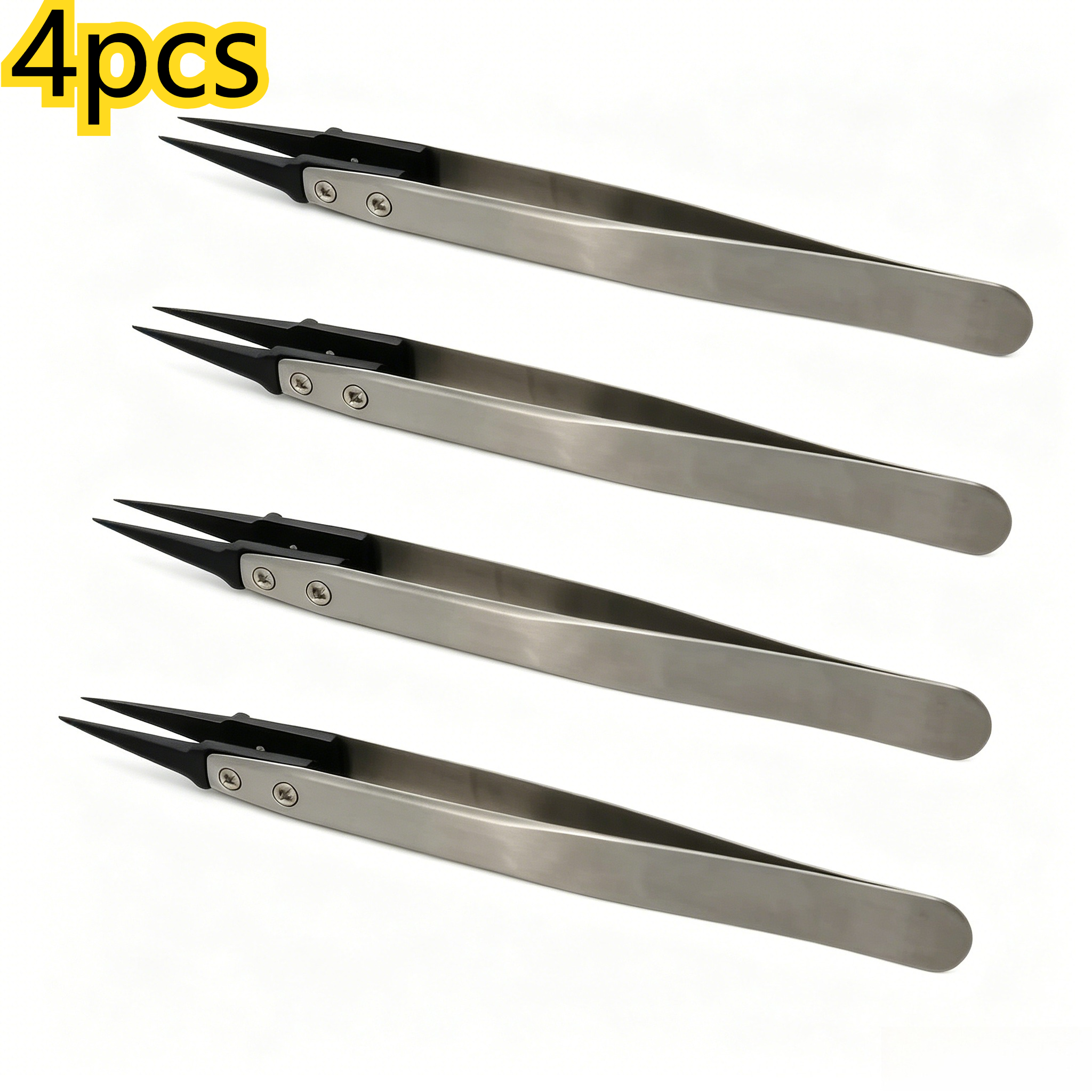 Jewelry Repair & Watches Photos - 4PCS Anti-Static Tweezers Set, Stainless Steel