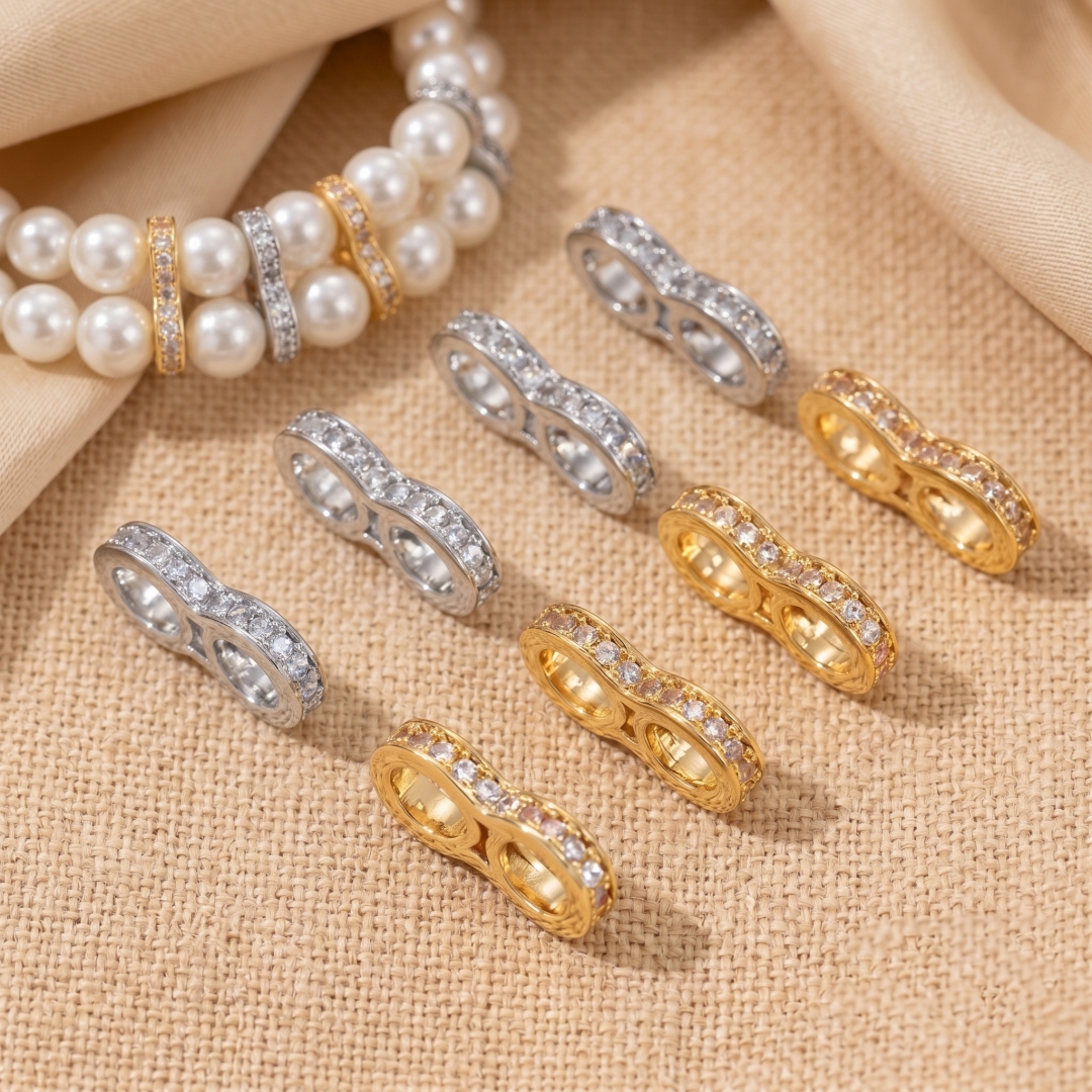 Pearl Necklace - 2pcs 18K Gold Plated Brass Micro