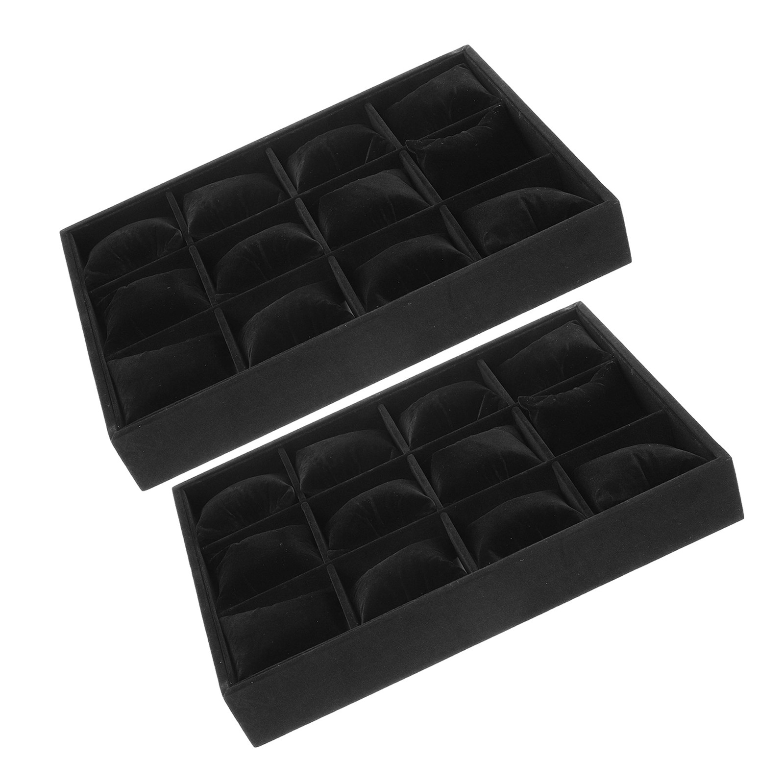 Jewelry Bracelet Watches - 2Pcs 12-Slot Black Grid Jewelry Display