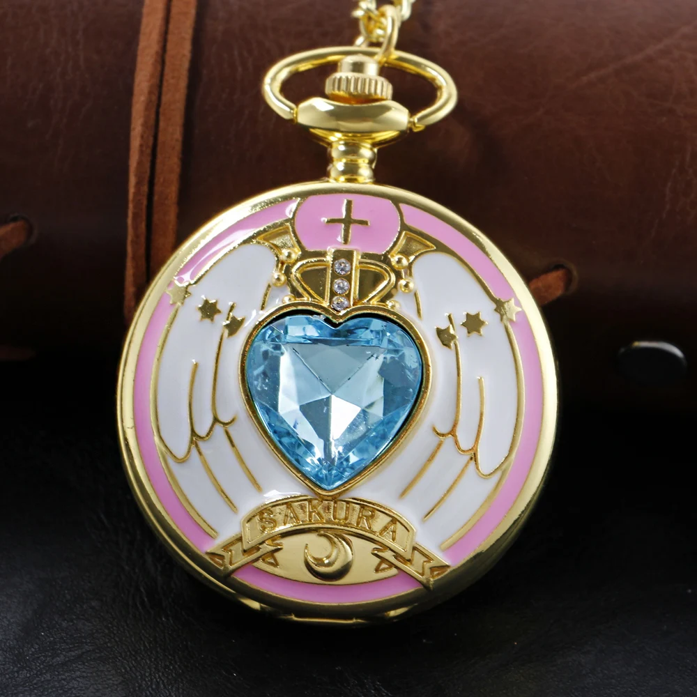 Jewels In Quartz Watches - Vintage Wings and Blue Diamond Heart