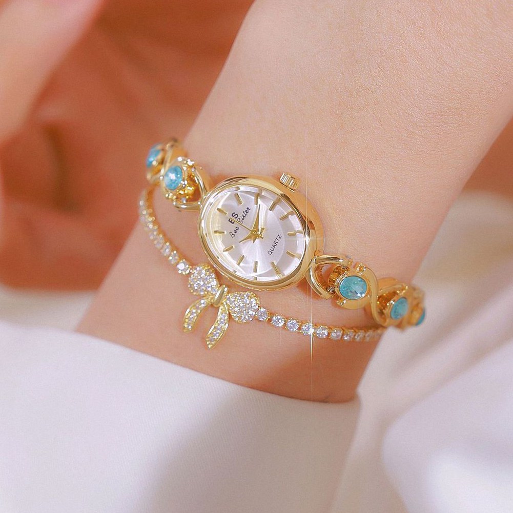 Jewels In Quartz Watches - Blue Jewel Oval Bracelet Watch Luxury