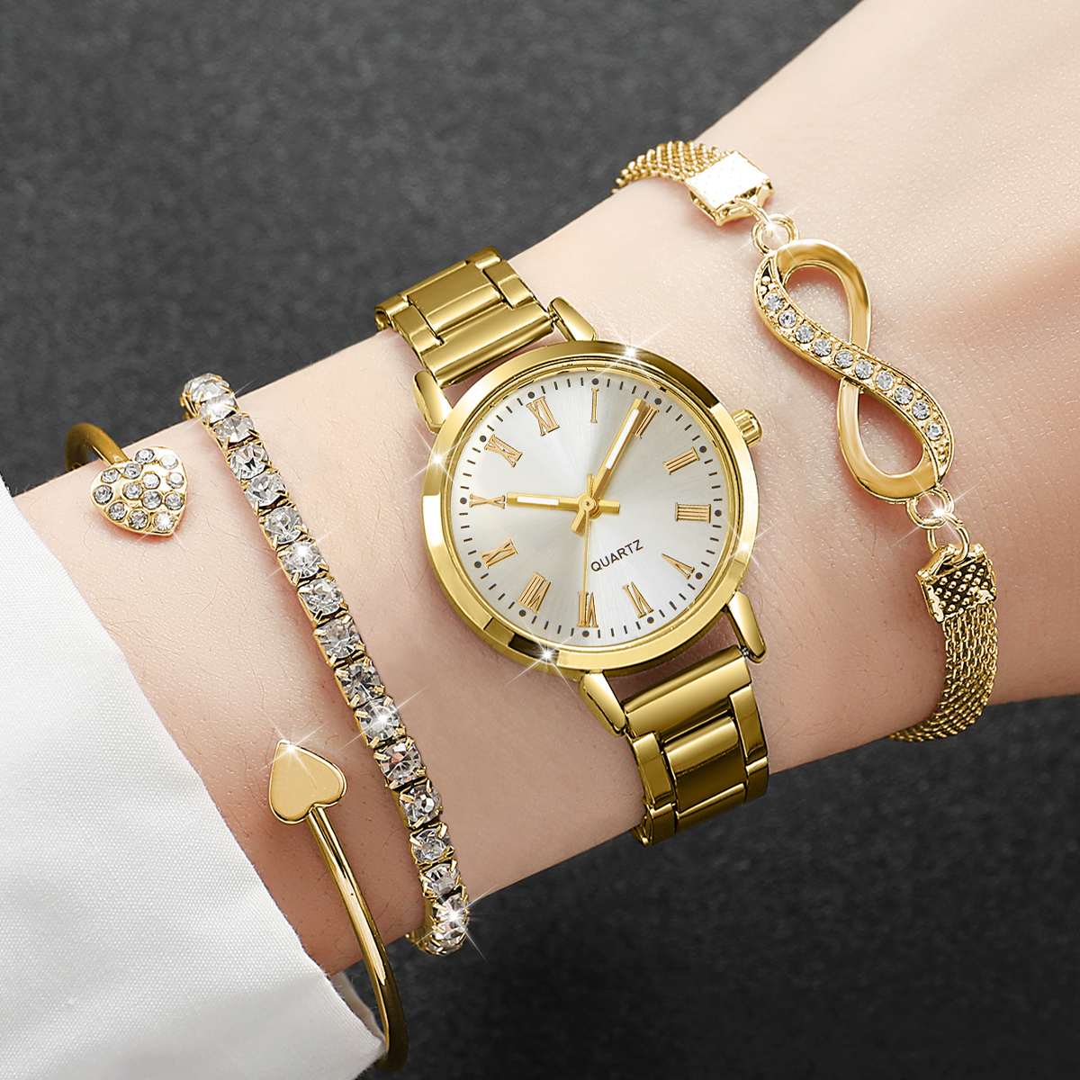 4PCS/Set Fashion Alloy Strap W - Jewelry Watches For Women のレビューと価格