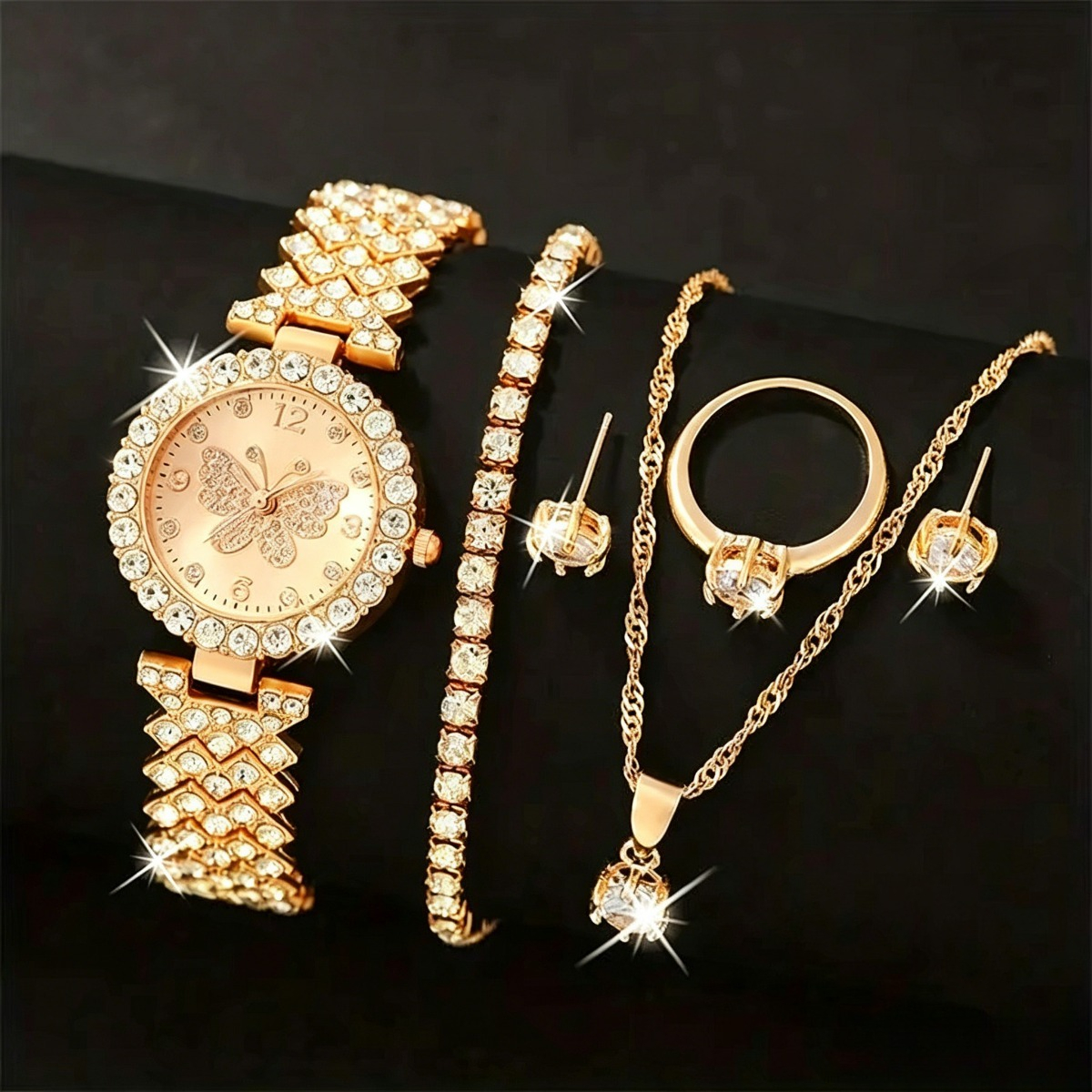 6PCS/Set Luxury Rhinestone But - Jewelry Watches For Women のレビューと価格
