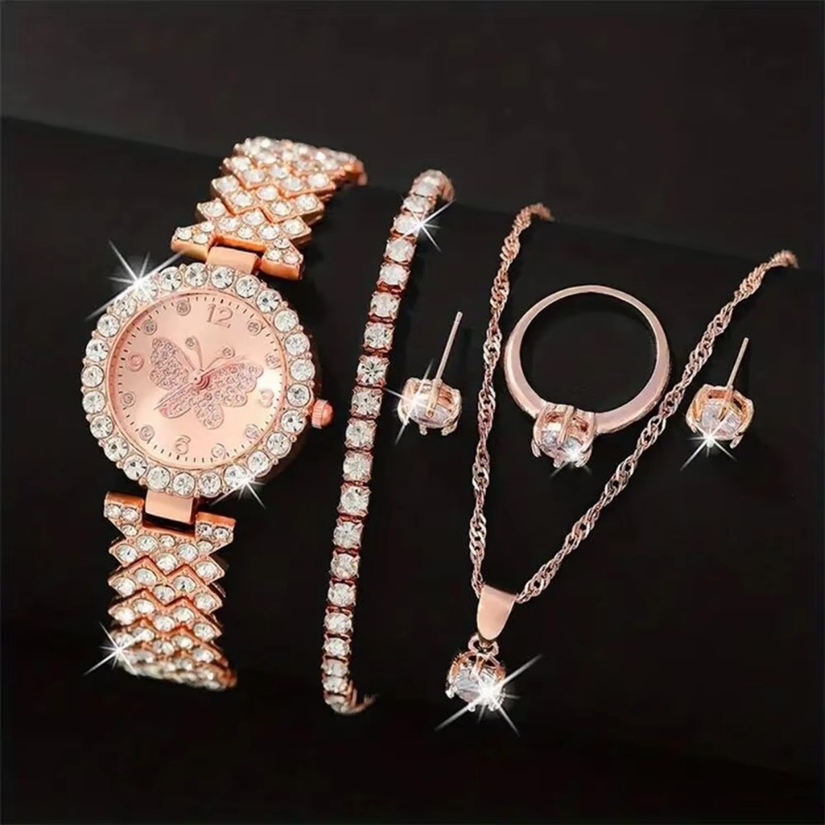 6PCS/Set Luxury Rhinestone But - Jewelry Watches For Women のレビューと価格