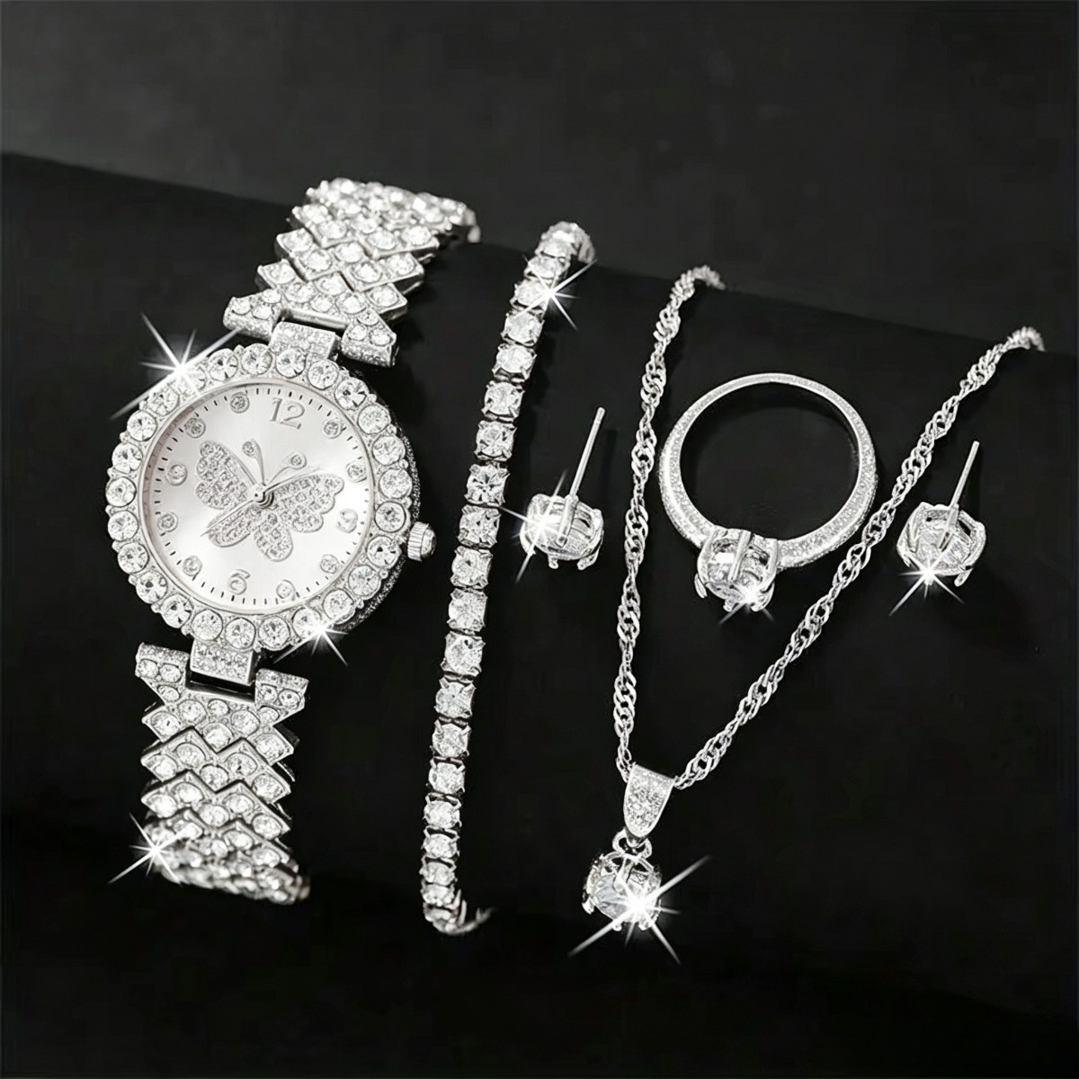 6PCS/Set Luxury Rhinestone But - Jewelry Watches For Women のレビューと価格