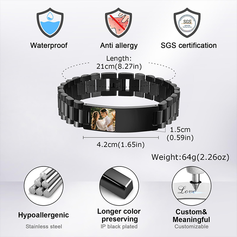 Custom Picture Text Bracelet W - Jewelry Watches For Men のレビューと価格