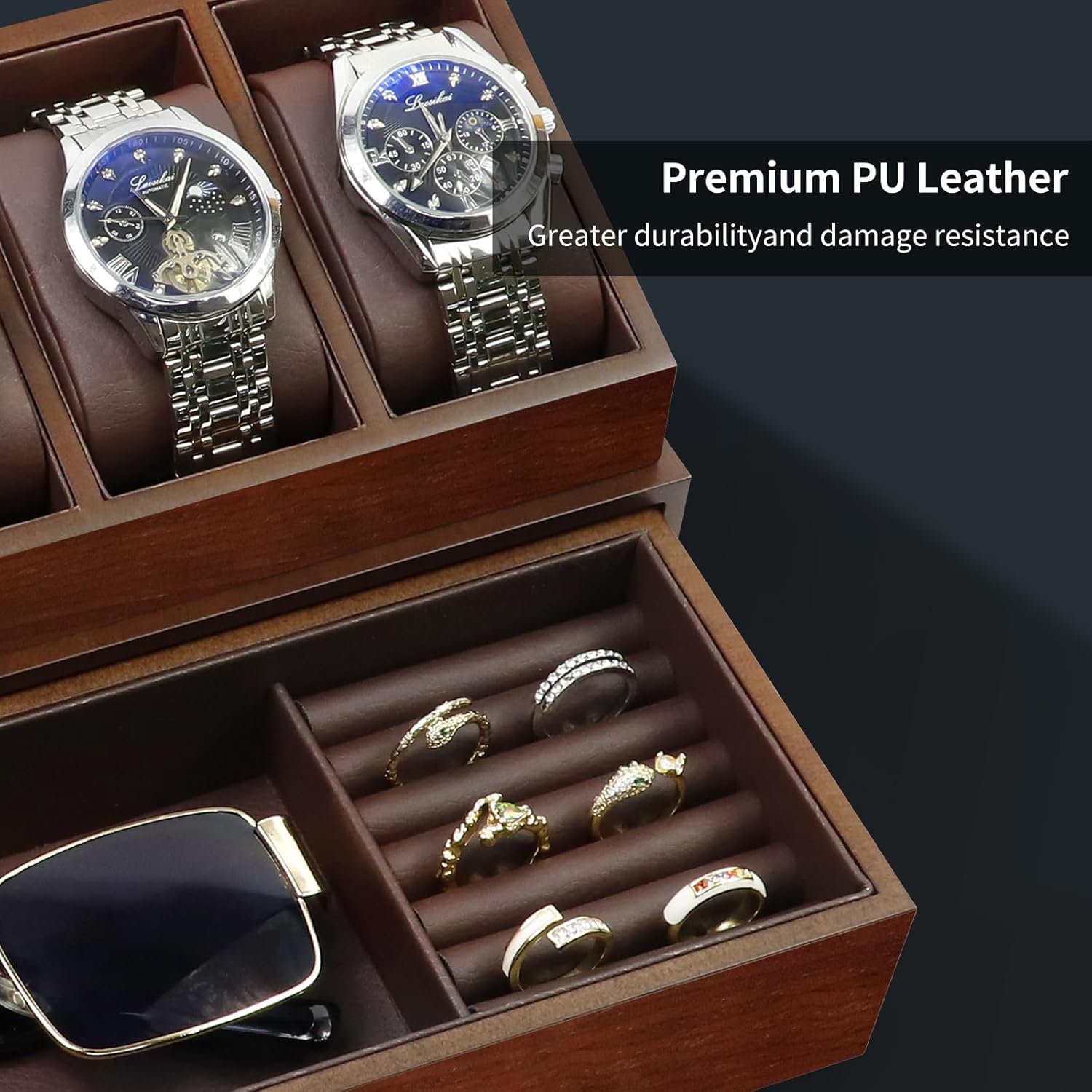 Wooden Watch Box with 6 Slots  - Jewelry Watches For Men のレビューと価格