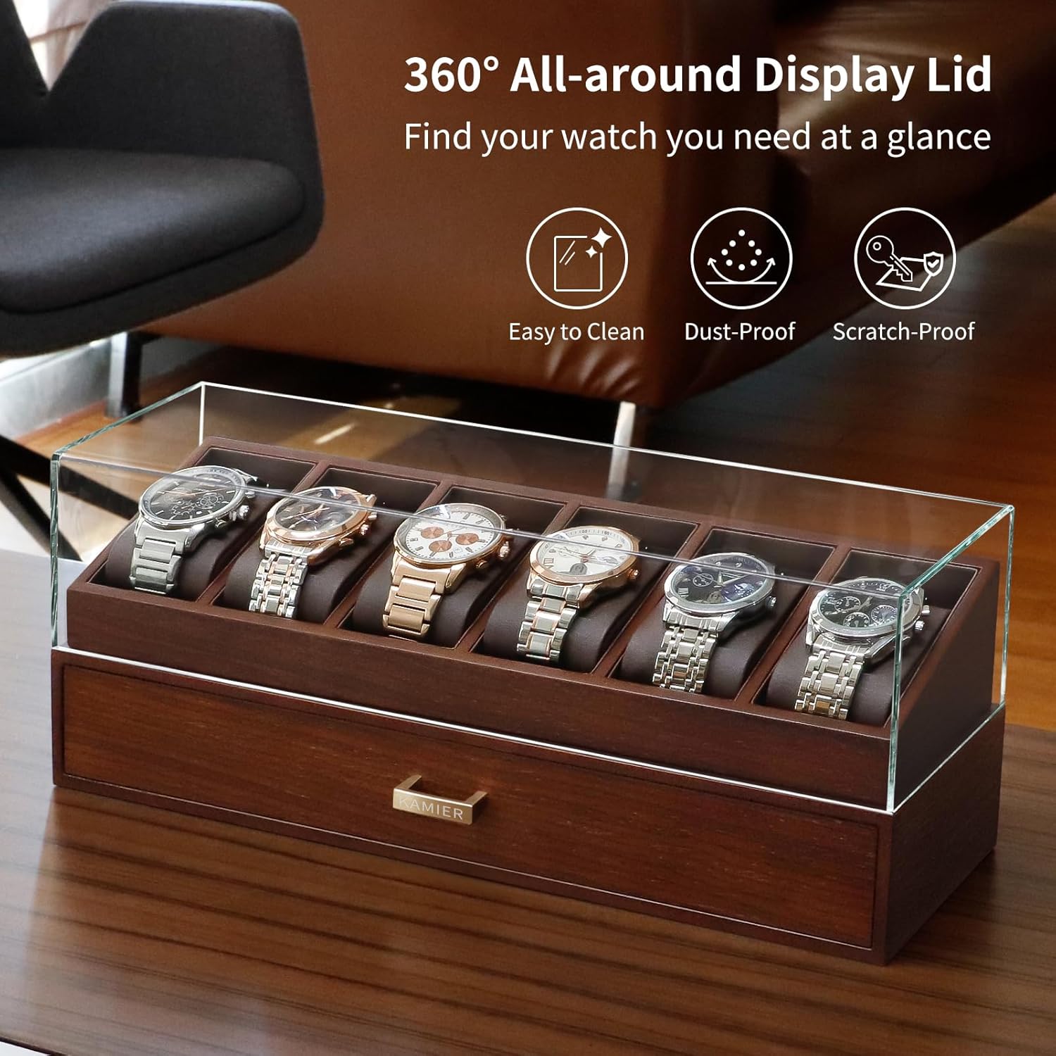 Wooden Watch Box with 6 Slots  - Jewelry Watches For Men のレビューと価格