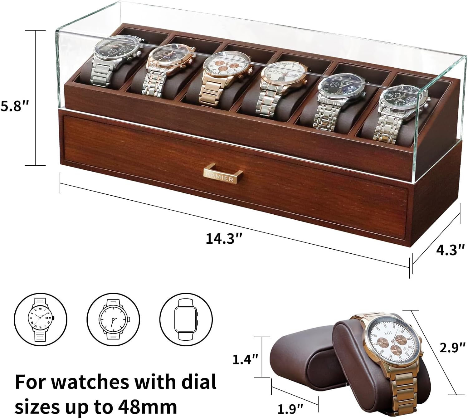 Wooden Watch Box with 6 Slots  - Jewelry Watches For Men のレビューと価格