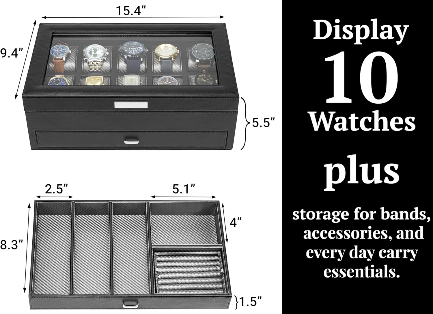 Large Watch Box for Men, 10-Sl - Jewelry Watches For Men のレビューと価格