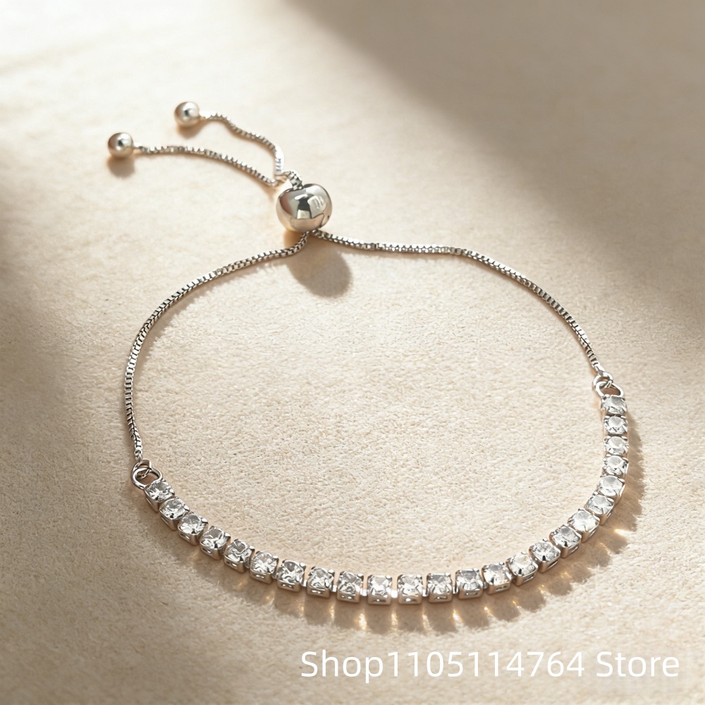 925 Sterling Silver Adjustable - Tennis Bracelet Cubic のレビューと価格