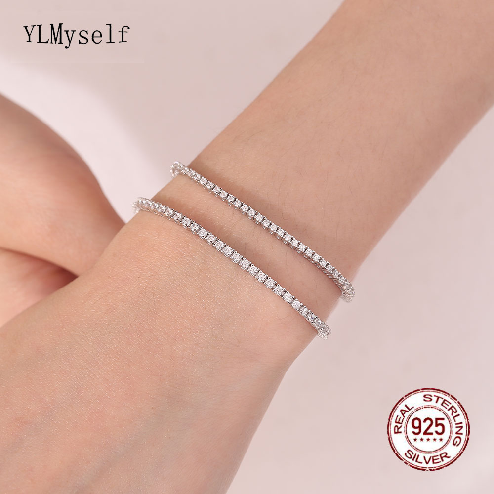 Real Silver 1.75mm/1.5mm White - Tennis Bracelet Cubic のレビューと価格