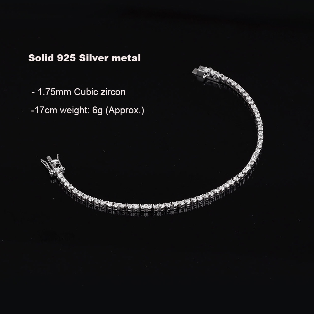 Real Silver 1.75mm/1.5mm White - Tennis Bracelet Cubic のレビューと価格
