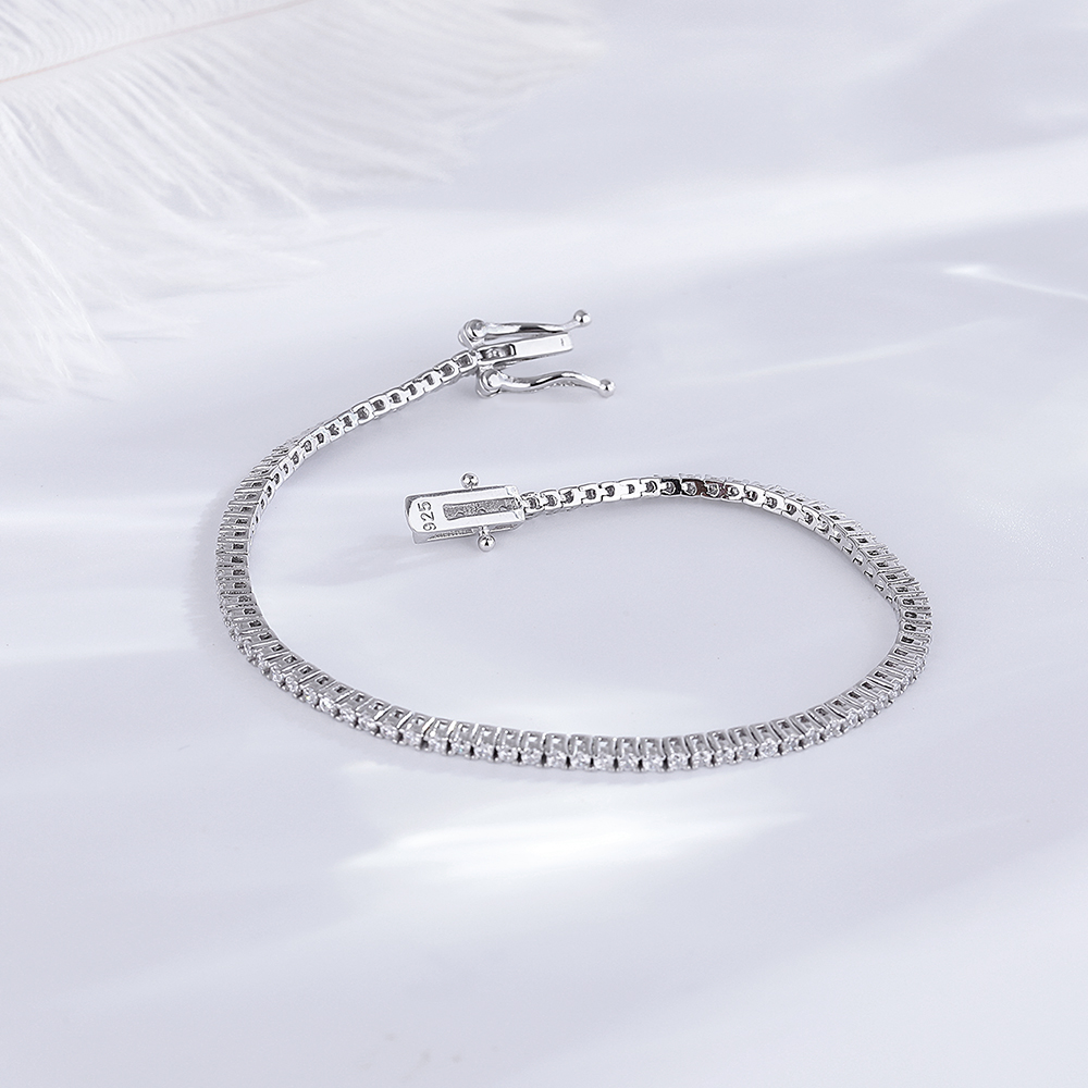 Real Silver 1.75mm/1.5mm White - Tennis Bracelet Cubic のレビューと価格