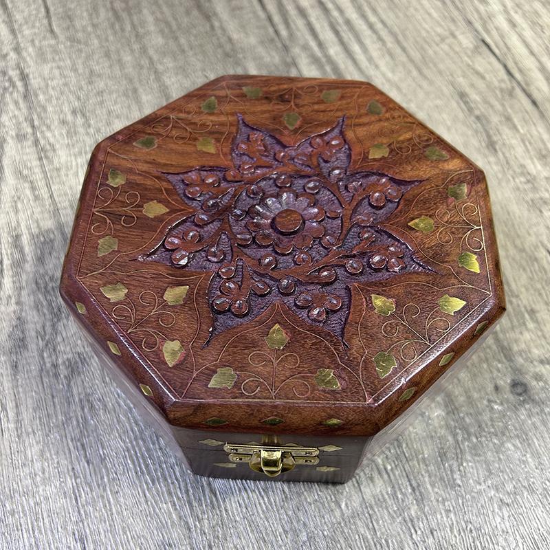 Hand Carved Octagonal Wooden B - Indian Jewelry Watches のレビューと価格