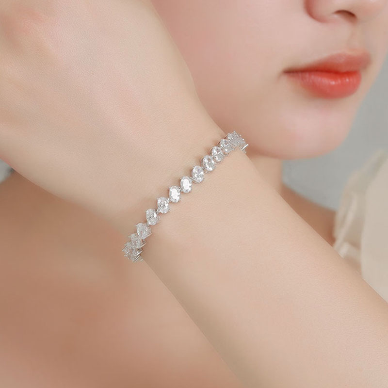 Real 925 Fine Jewelry Pave 4*6 - Tennis Bracelet Cubic のレビューと価格