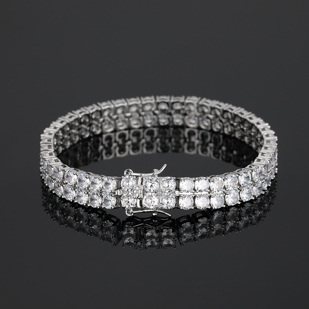 2 Row Tennis Chains Bracelet H - Tennis Bracelet Cubic のレビューと価格