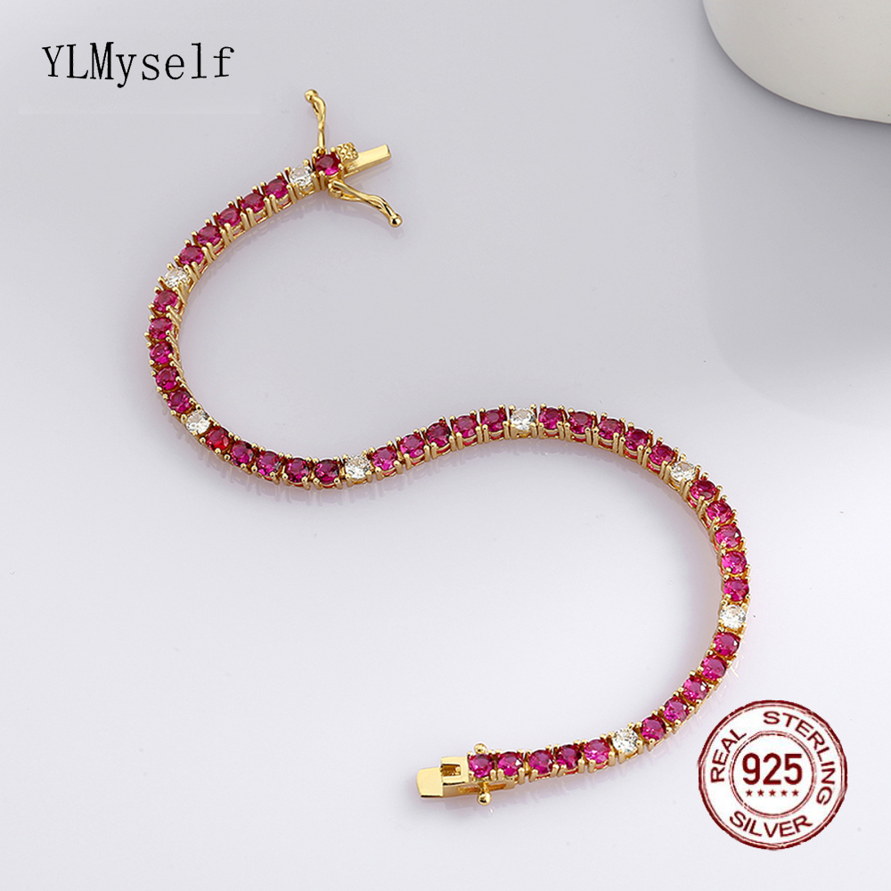 3MM Ruby Fuchsia Pink Mix Whit - Tennis Bracelet Cubic のレビューと価格