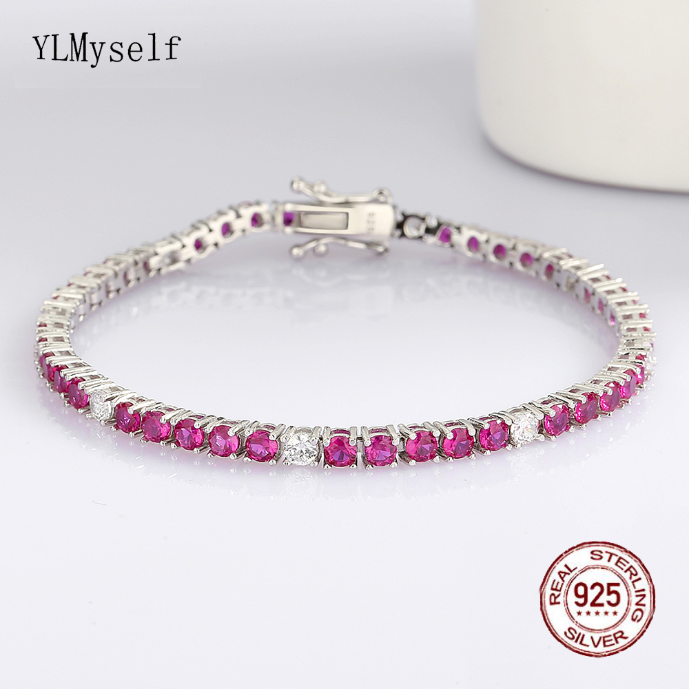3MM Ruby Fuchsia Pink Mix Whit - Tennis Bracelet Cubic のレビューと価格