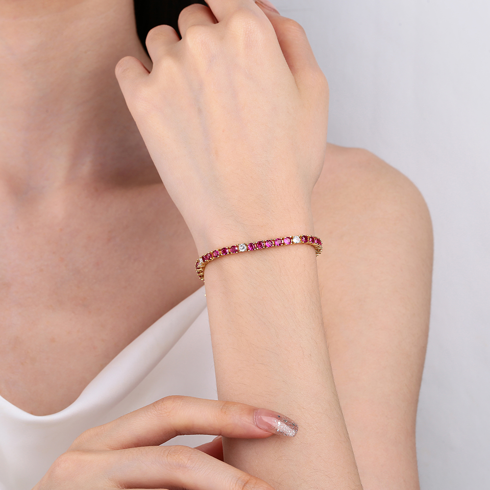 3MM Ruby Fuchsia Pink Mix Whit - Tennis Bracelet Cubic のレビューと価格