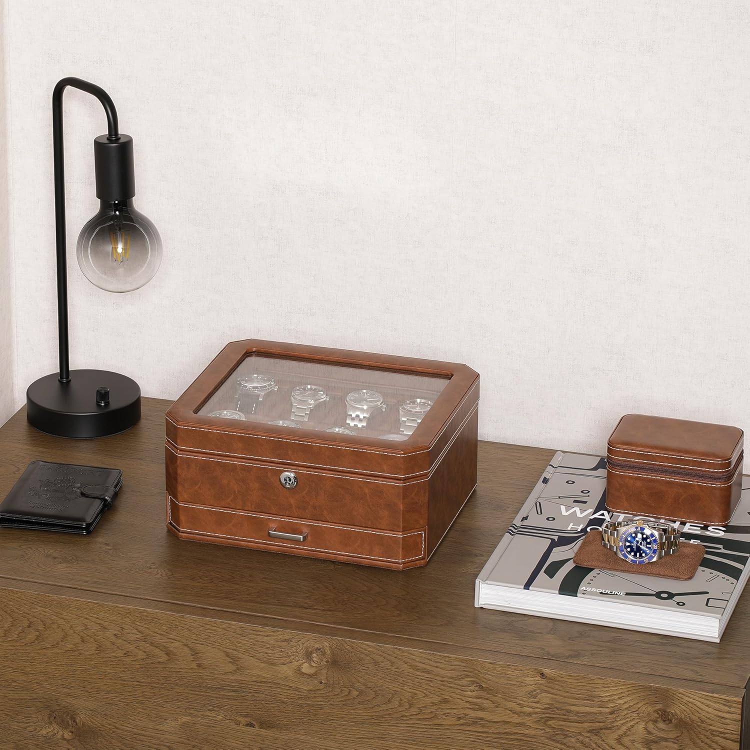 8 Slot Leather Watch Box with  - Jewelry Watches For Men のレビューと価格