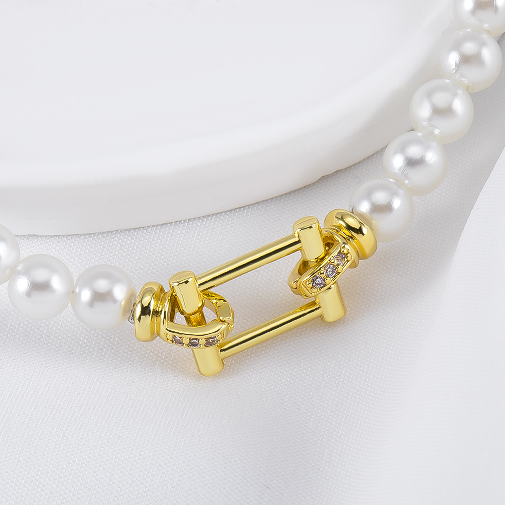 14K Gold Plated Brass Rectangl - Pearl Necklace のレビューと価格